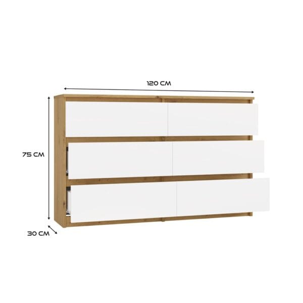 Komoda Malwa M6 120 DĄB ARTISAN BIAŁY - obrazek 6