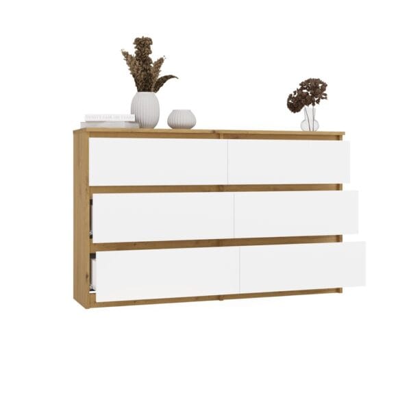 Komoda Malwa M6 120 DĄB ARTISAN BIAŁY - obrazek 2