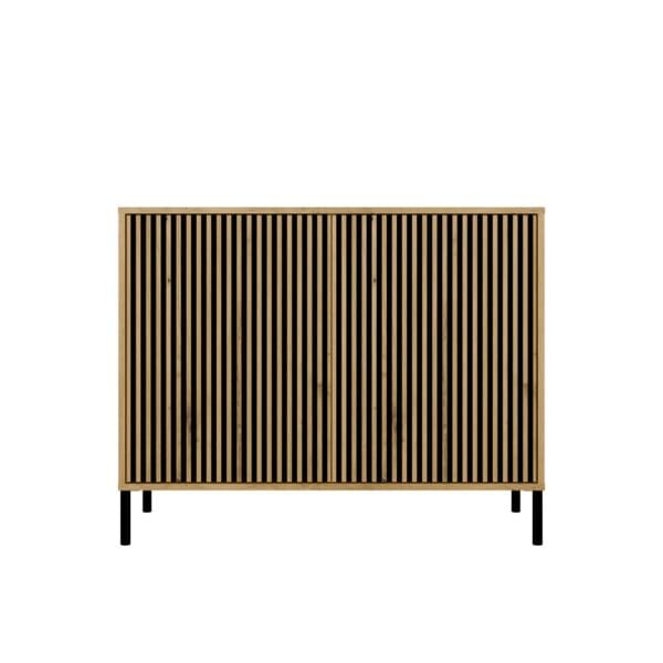Komoda KAMARO 2D SLIM DĄB ARTISAN Lamele Front Ryflowany - obrazek 7