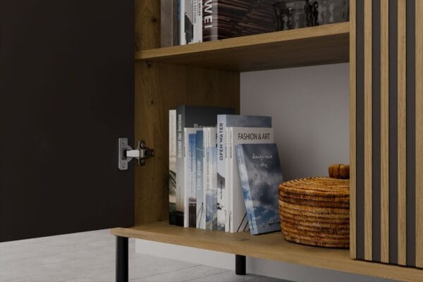 Komoda KAMARO 2D SLIM DĄB ARTISAN Lamele Front Ryflowany - obrazek 4