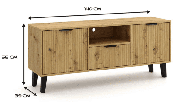 SZAFKA RTV Scandi 2D1S SLIM DĄB ARTISAN - obrazek 3