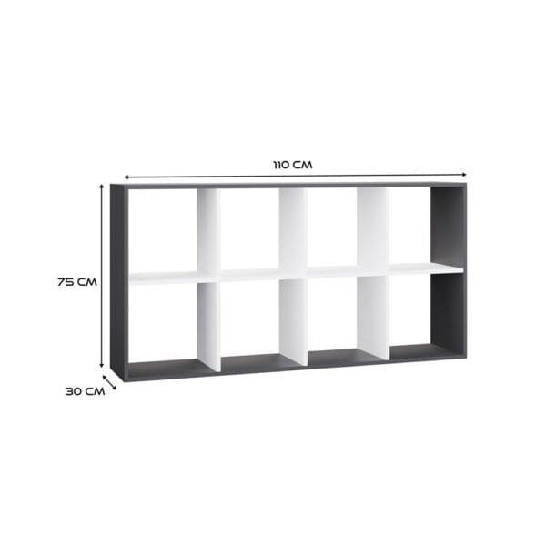Regał Malax 2X4 ANTRACYT BIAŁY - obrazek 5