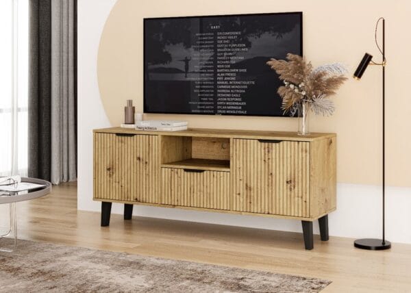SZAFKA RTV Scandi 2D1S SLIM DĄB ARTISAN - obrazek 2