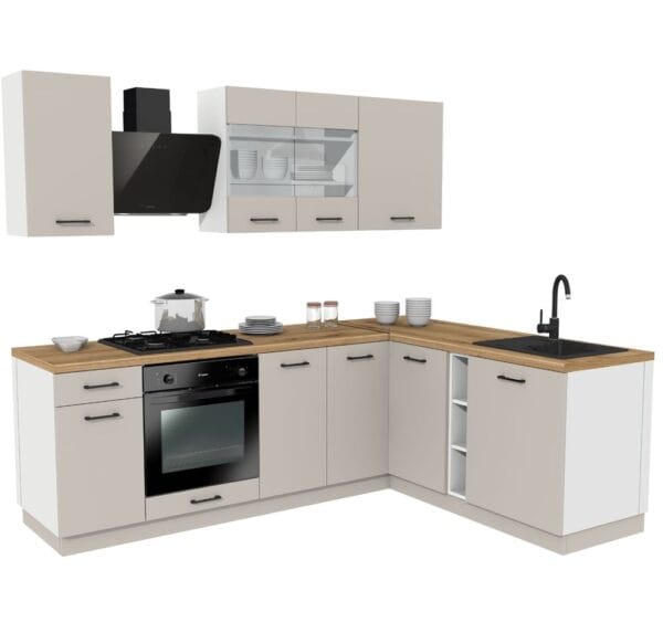 MEBLE KUCHENNE ZESTAW VARIO Z1 240x180CM KASZMIR BLAT DĄB EVOKE BEZ AGD
