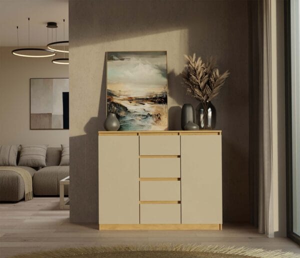 Komoda Malwa 2D4S 120 DĄB ARTISAN KASZMIR BEŻ - obrazek 6