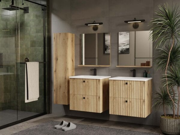 SZAFKA POD UMYWALKĘ TIGO 60 2S DĄB EVOKE 2 SZUFLADY RYFLOWANY FRONT WISZĄCA - obrazek 6