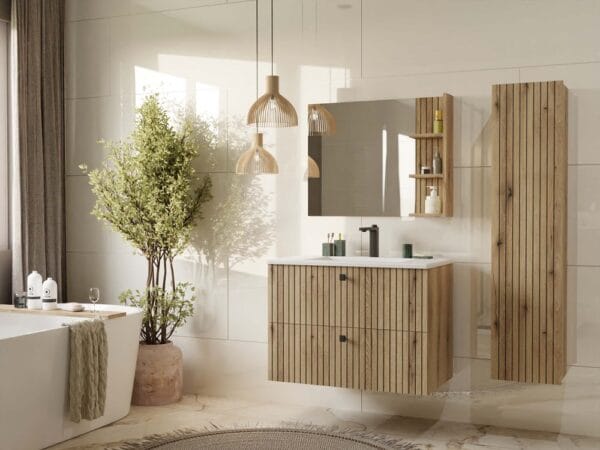 SZAFKA POD UMYWALKĘ TIGO 80 2S DĄB EVOKE RYFLOWANY FRONT + UMYWALKA - obrazek 5