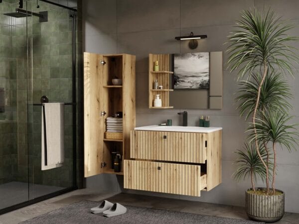SZAFKA POD UMYWALKĘ TIGO 80 2S DĄB EVOKE RYFLOWANY FRONT + UMYWALKA - obrazek 7