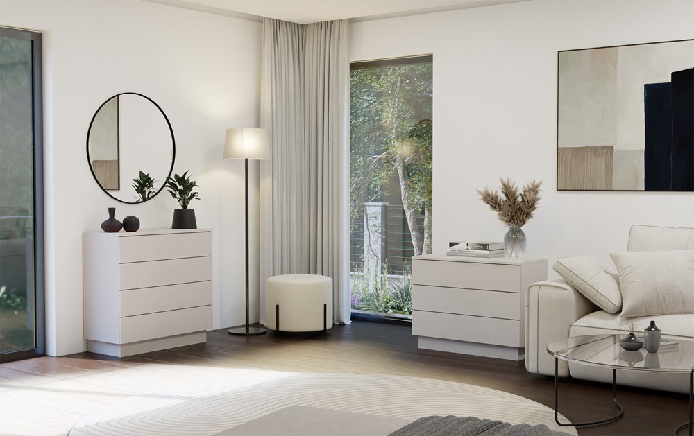 Komoda AMBER 4S Szafka 4 Szuflady Do Sypialni Salonu KASZMIR Beż - obrazek 3