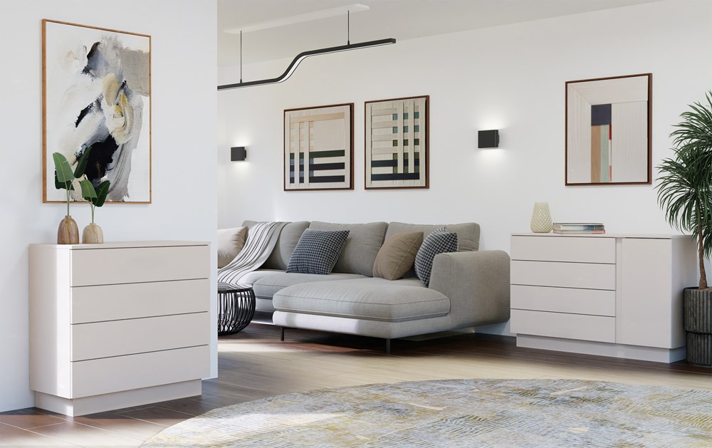 Komoda AMBER 4S Szafka 4 Szuflady Do Sypialni Salonu KASZMIR Beż - obrazek 4