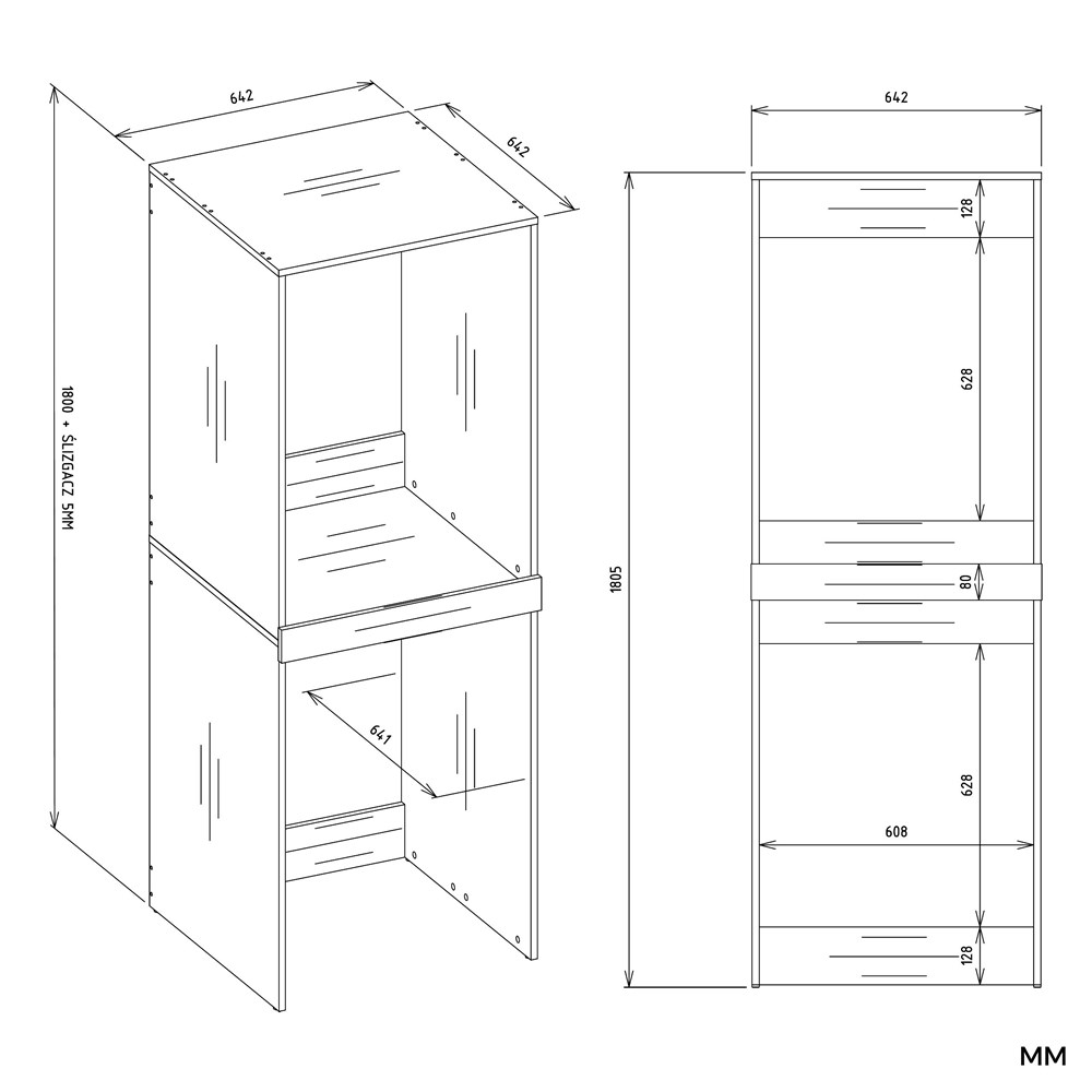 Szafka Mira TWIN dąb artisan – słupek łazienkowy na pralkę i suszarkę 64x180 cm - obrazek 7
