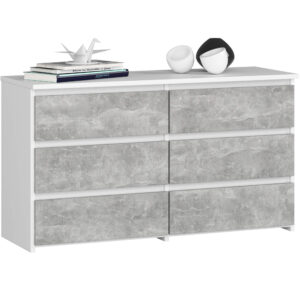 KOMODA CL100 6SZ PK BIAŁA / BETON