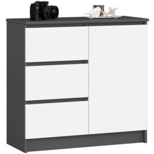 KOMODA K80 JERRY 1D 3SZ PK GRAFIT SZARY / BIAŁA