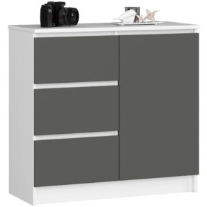 KOMODA K80 JERRY 1D 3SZ PK BIAŁA / GRAFIT SZARY