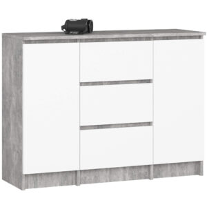 KOMODA K100 2D 3SZ PK BETON / BIAŁY