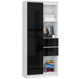 REGAŁ BIUROWY R 80 cm CLP R15 PK BIAŁY / CZARNY POŁYSK
