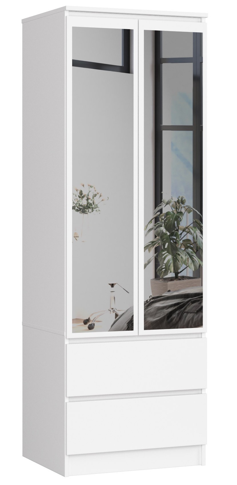 SZAFA STAR S 60 cm Z LUSTREM 2 DRZWI 2 SZUFLADY PK BIAŁA