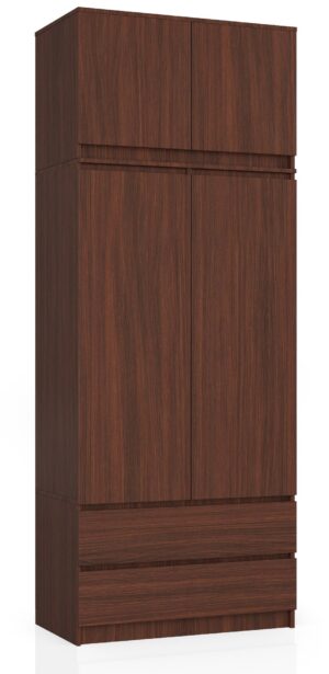 SZAFA Z NADSTAWKĄ S 90 cm 2 DRZWI 2 SZUFLADY PK WENGE