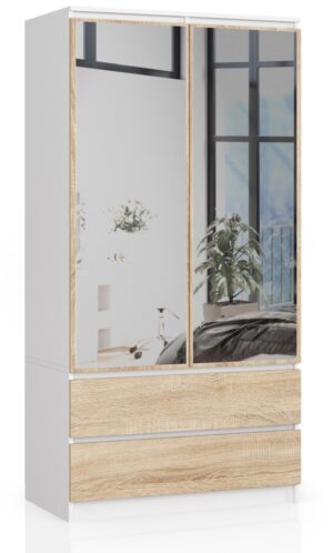 SZAFA S90 2D 2SZ 2 LUSTRO CLP PK BIAŁY / SONOMA