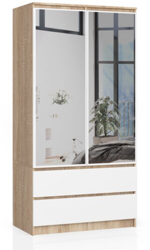 SZAFA S90 2D 2SZ 2 LUSTRO CLP PK SONOMA / BIAŁY
