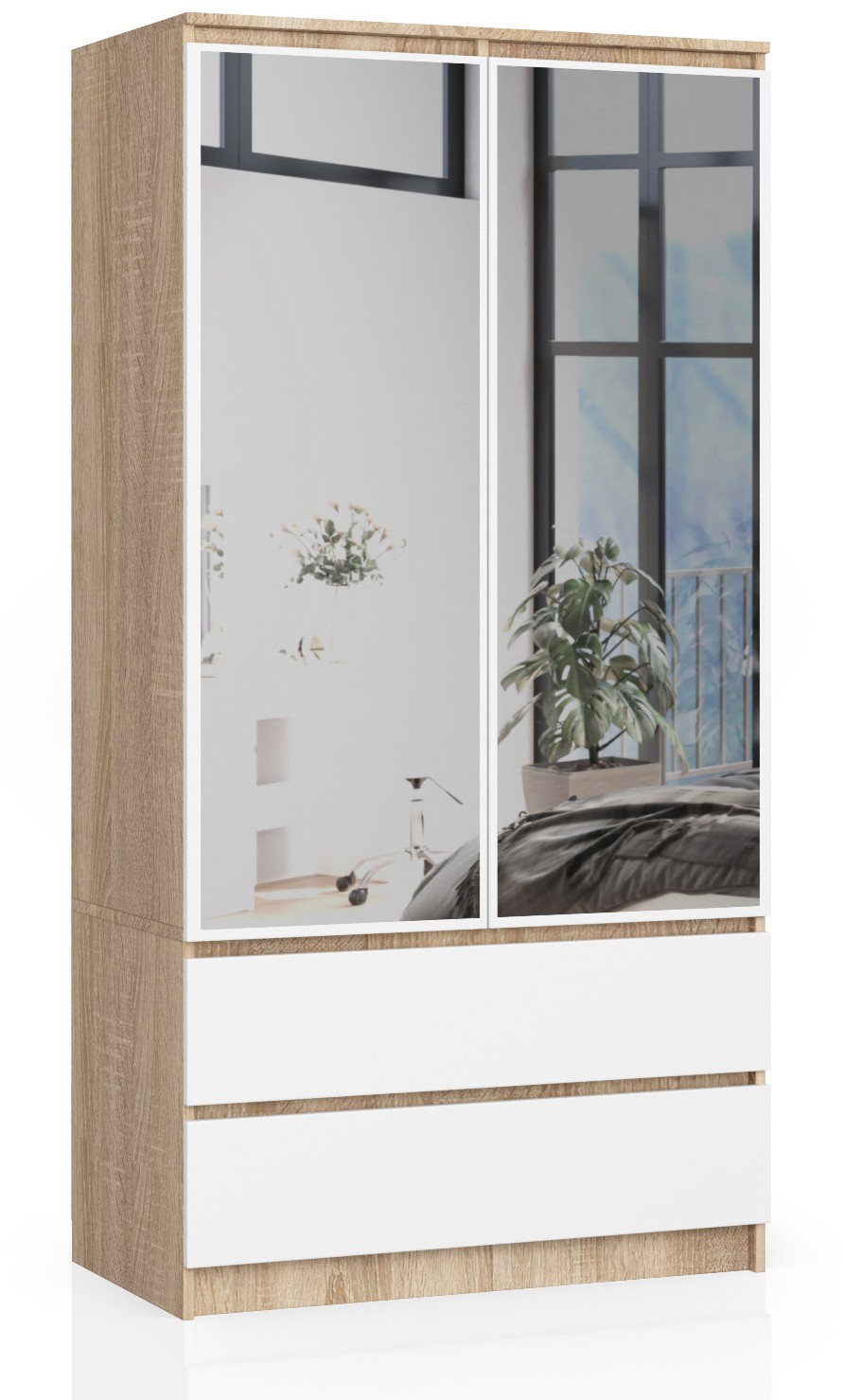 SZAFA S90 2D 2SZ 2 LUSTRO CLP PK SONOMA / BIAŁY