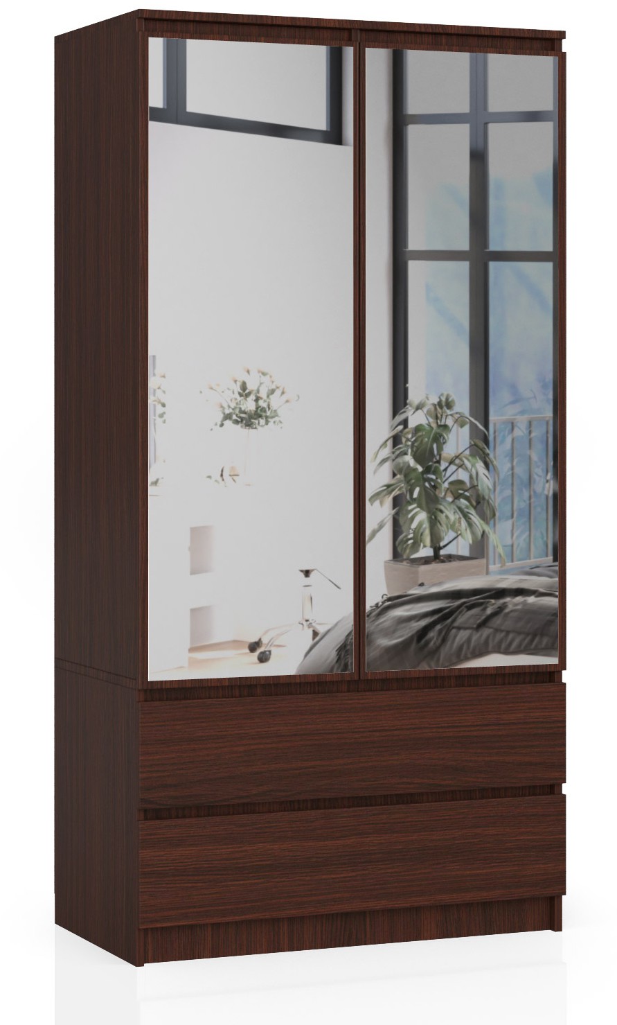 SZAFA S 90 cm 2 DRZWI 2 SZUFLADY 2 LUSTRA PK WENGE