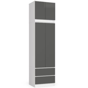 SZAFA Z NADSTAWKĄ S60 2D 2SZ CLP PK BIAŁY / SZARY