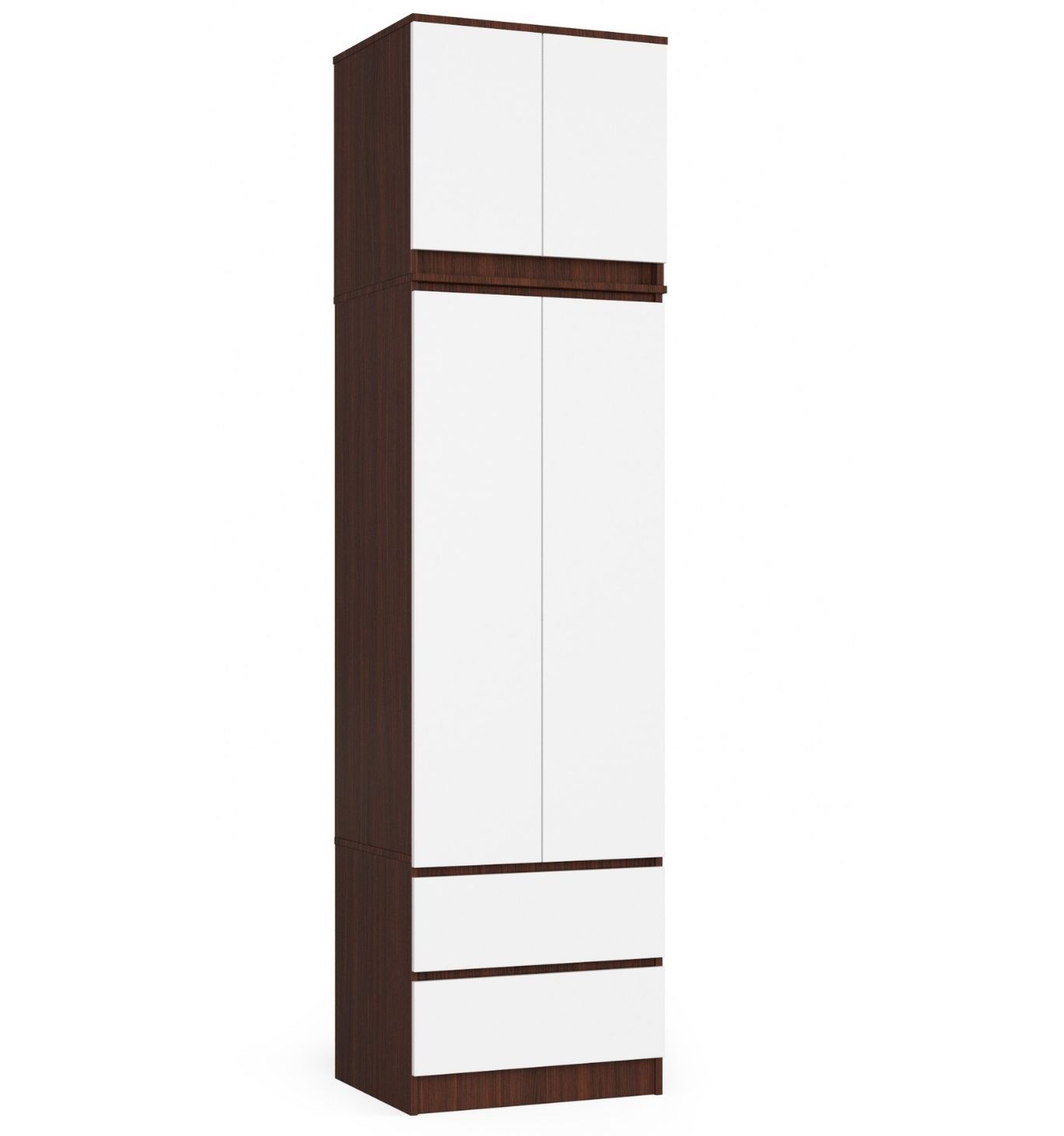 Szafa z nadstawką do sypialni 60 cm STAR PK wenge-biała