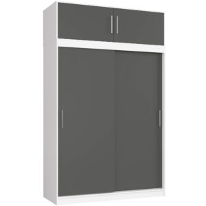SZAFA PRZESUWNA Z NADSTAWKĄ 150cm CLP BIAŁA / SZARA MONO
