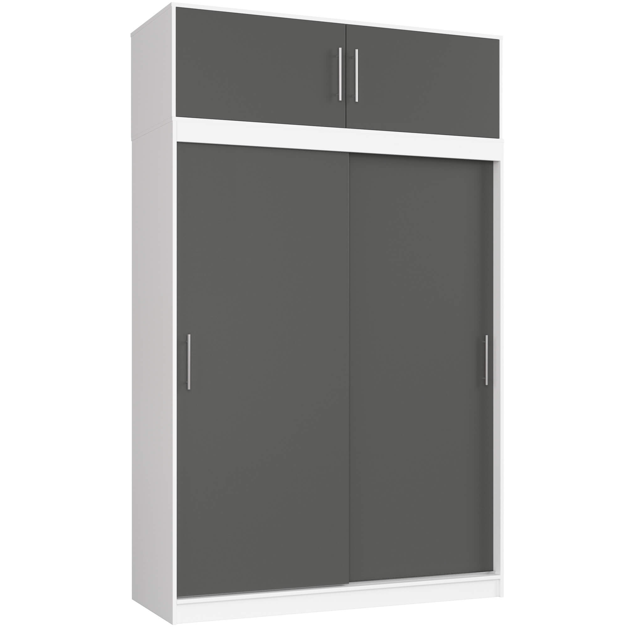SZAFA PRZESUWNA Z NADSTAWKĄ 150cm CLP BIAŁA / SZARA MONO