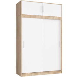 SZAFA PRZESUWNA Z NADSTAWKĄ 150cm CLP SONOMA / BIAŁA MONO