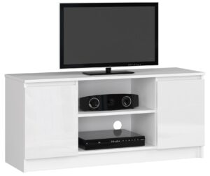 SZAFKA RTV 120 cm 2D 1P BIAŁY AKRYL WYSOKI POŁYSK