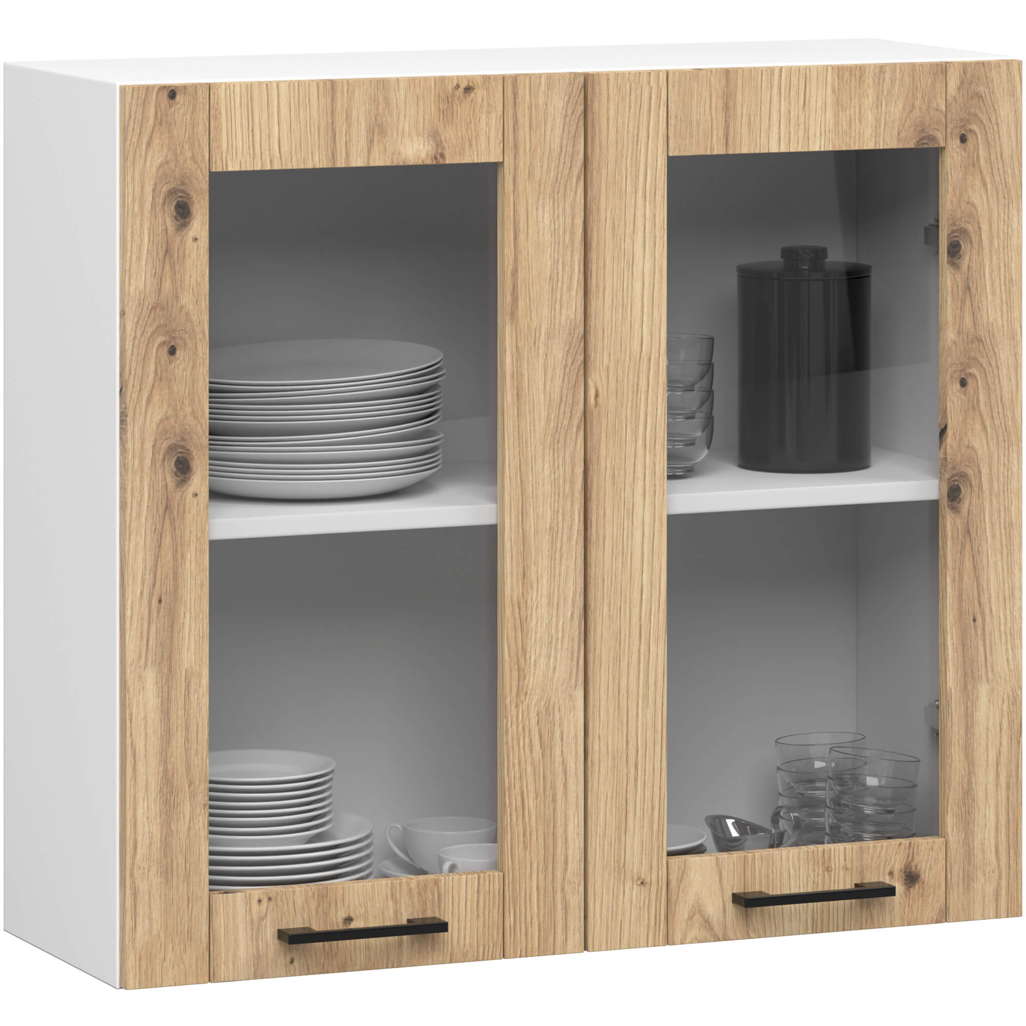 Szafka OLIWIA Witryna W80 H720 BIAŁA / DĄB ARTISAN