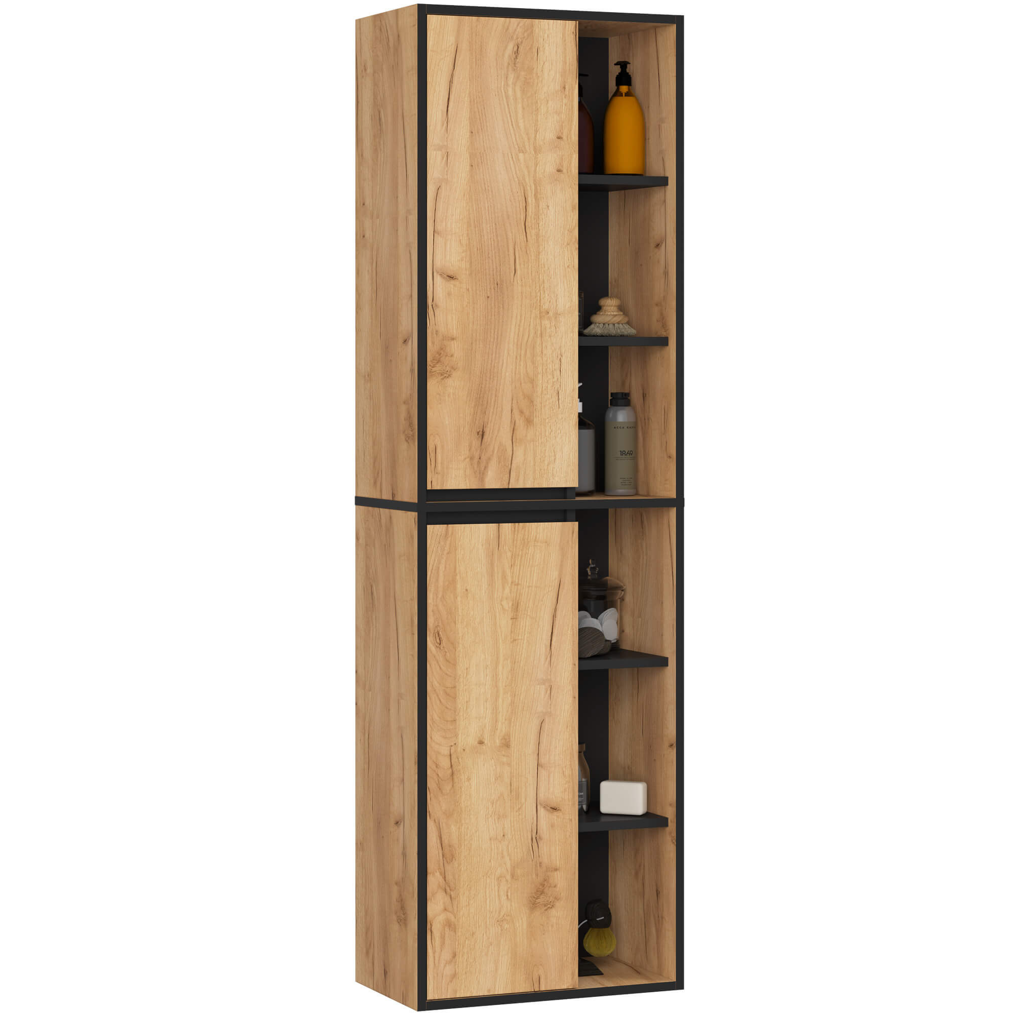 SZAFKA ŁAZIENKOWA WISZĄCA VAMI W50 2D 6P DĄB CRAFT / CZARNY