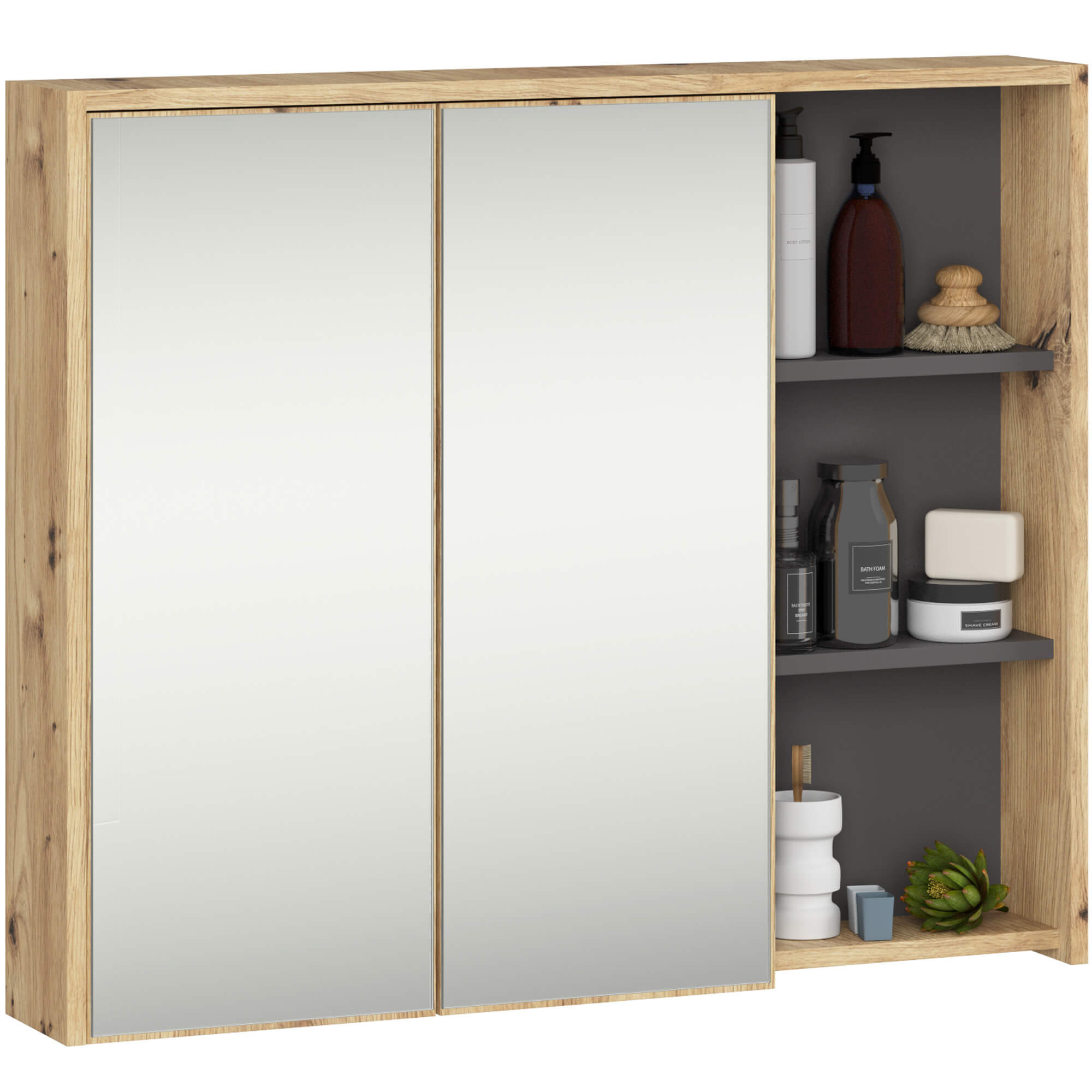 SZAFKA ŁAZIENKOWA WISZĄCA VAMI W90 2D 3P LO DĄB ARTISAN / GRAFIT SZARY