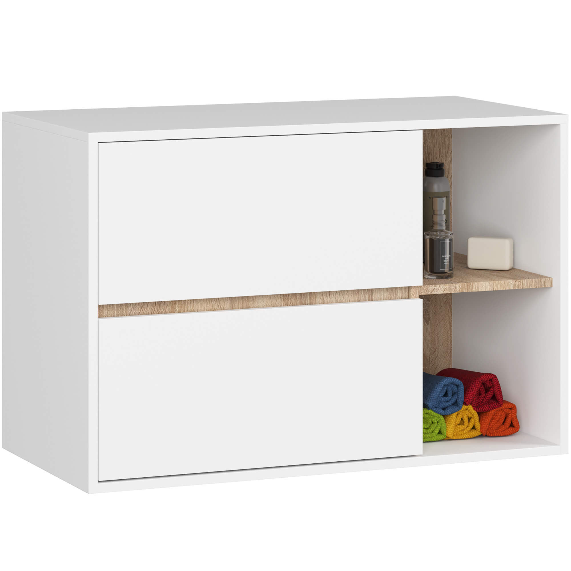 SZAFKA ŁAZIENKOWA POD UMYWALKĘ VAMI W90 2SZ 2P PK BIAŁA / DĄB SONOMA