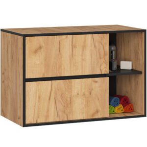 SZAFKA ŁAZIENKOWA POD UMYWALKĘ VAMI W90 2SZ 2P PK DĄB CRAFT / CZARNY