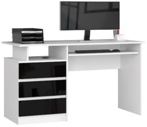 BIURKO CLP 135cm PK BIAŁE / CZARNY POŁYSK