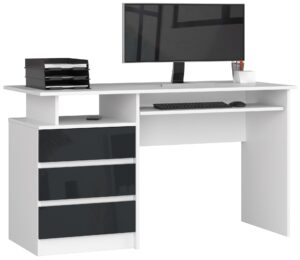 BIURKO CLP 135cm PK BIAŁE / GRAFIT POŁYSK