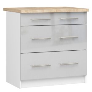 Szafka OLIWIA S80 3SZ + BLAT BIAŁA / METALIK POŁYSK