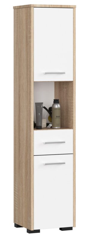 REGAŁ ŁAZIENKA FIN SŁUPEK 30 2D 1SZ 1W 140cm PK SONOMA / BIAŁY