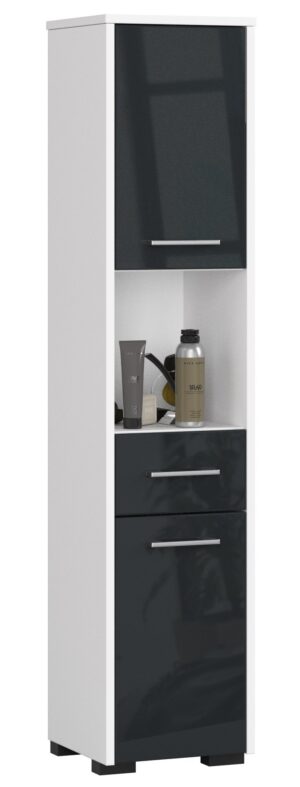 REGAŁ ŁAZIENKA FIN SŁUPEK 30 2D 1SZ 1W 140cm PK GRAFIT  POŁYSK