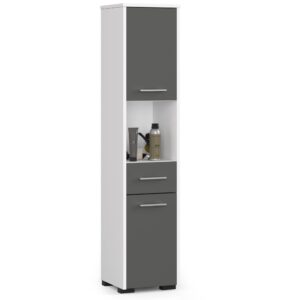 REGAŁ ŁAZIENKA FIN SŁUPEK 30 2D 1SZ 1W 140cm PK BIAŁY / SZARY