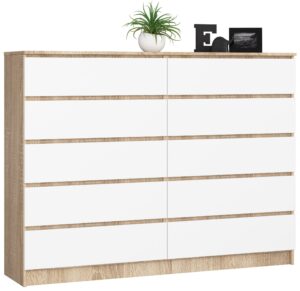 KOMODA K160 10SZ CLP PK DĄB SONOMA / BIAŁA