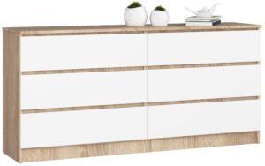 KOMODA K160 6SZ CLP PK DĄB SONOMA / BIAŁY