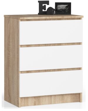 KOMODA K 60 cm 3 SZUFLADY PK SONOMA / BIAŁA