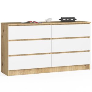 KOMODA K140 6SZ CLP DĄB ARTISAN / BIAŁY