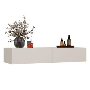 Toaletka Kosmetyczna Wisząca MIKA 110 Cm 2 Szuflady Do Sypialni KASZMIR Beż