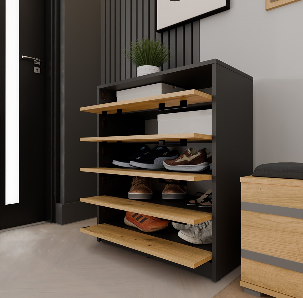 Szafka na obuwie ALEX ANTRACYT ARTISAN Do Przedpokoju - obrazek 3