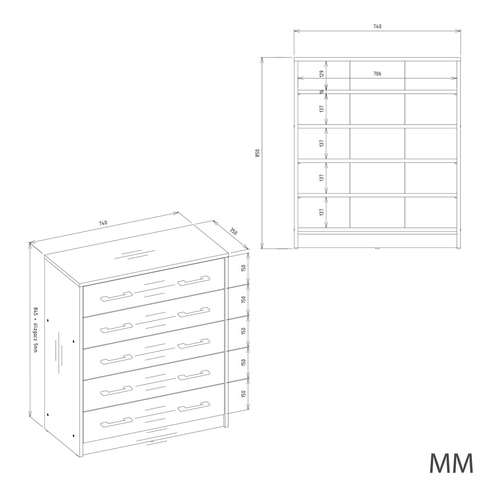 Szafka na obuwie ALEX ANTRACYT ARTISAN Do Przedpokoju - obrazek 6